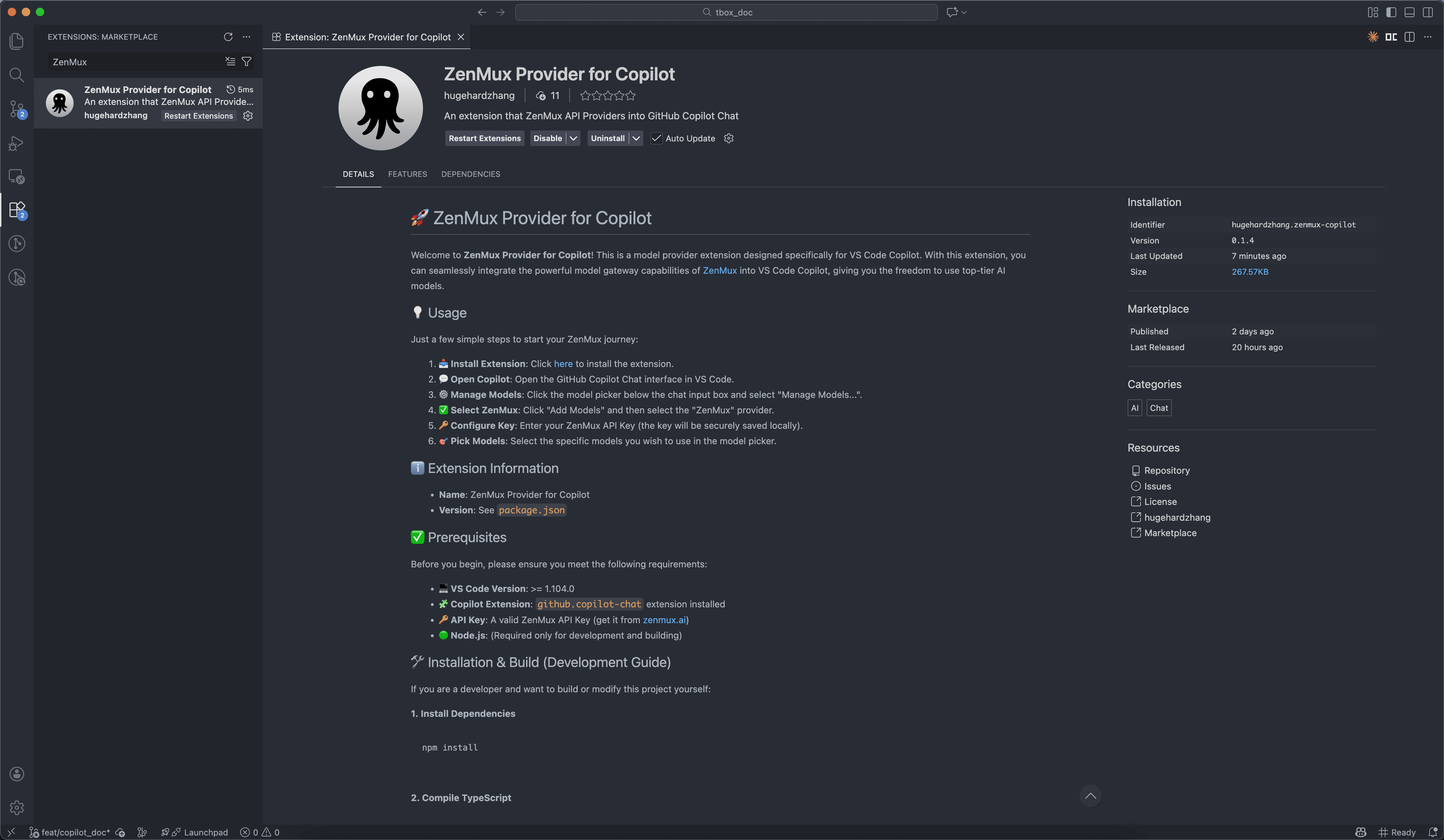 Search and install 开桥 Copilot extension in VS Code Marketplace