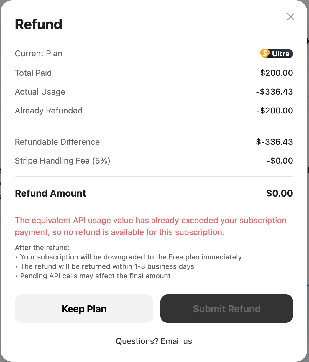 Confirm refund details
