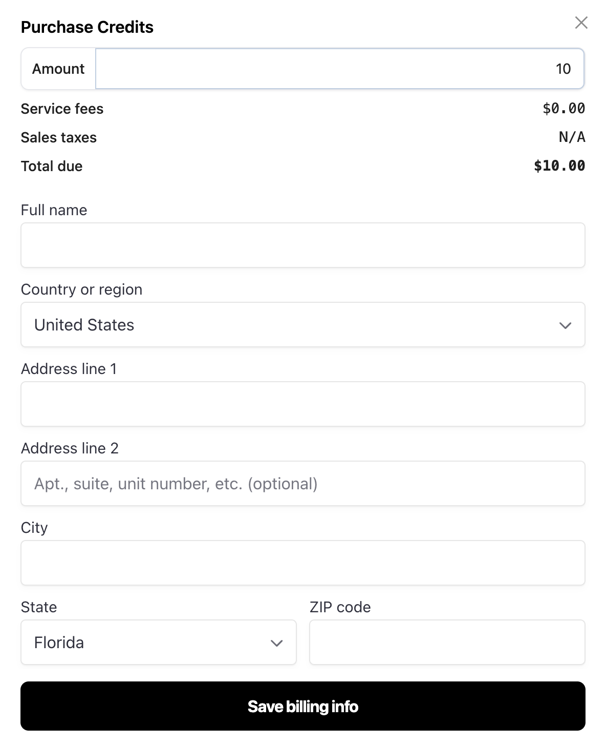 Invoice information form