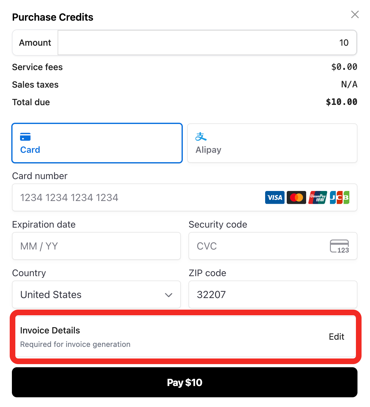 Invoice information entry
